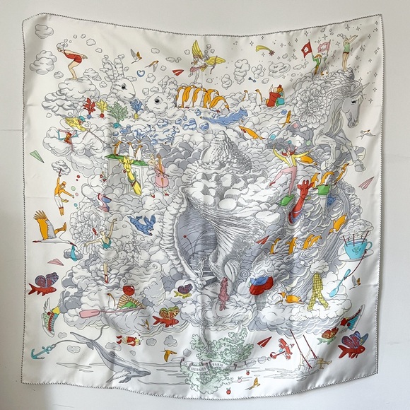 Hermes Sur Mon Nuage Silk Scarf 90 NWT - Picture 1 of 5